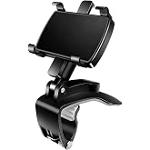 YUHENG Car Phone Holder Clip on Dashboard, 360&deg; Rotating Car Phone Mount | Strong Spring Clamp, Sun Visor &amp; Rearview Mirror Use, Soft Pads, No Suction Residue, Fits Most 4&ndash;7" Smartphones