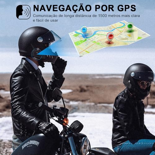 Intercomunicador Capacete (2 Unidades), Bidirecional, 1500M, Intercomunicador V6 Plus, Comunicador Capacete Moto, Para Sistema de Comunicação para Esqui, Motocross