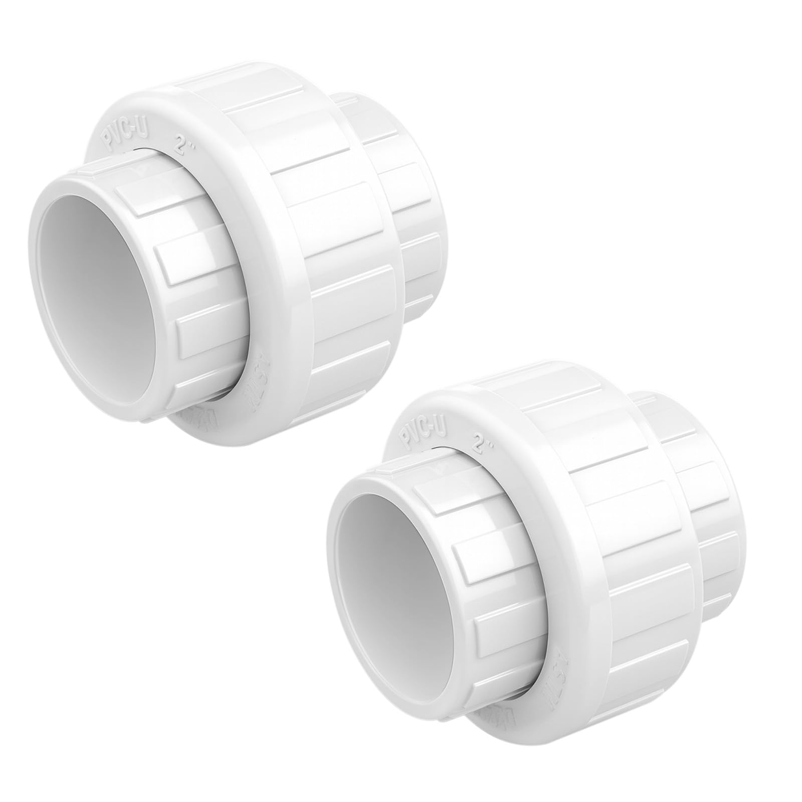 Photo 1 of 2 pcs 2 Inch PVC Union, Socket x Socket Schedule 40 Fitting with EPDM O-Ring for Plumbing, Irrigation, Pool & Outdoor Watering Systems