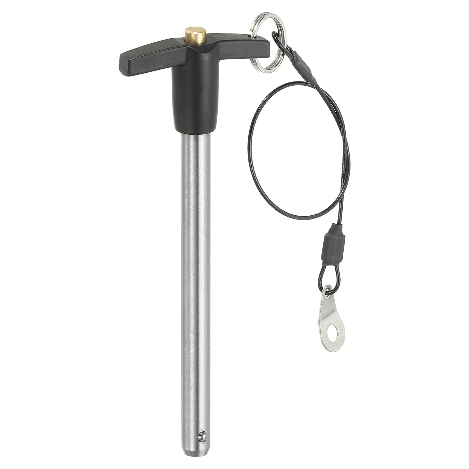 PATIKIL T Handle Lock Pins 2/5 x 3.94" (10 x 100mm), Quick Release Pin 304 Stainless Steel Safety Locating Pins with Push Button 25 cm Lanyard Cable