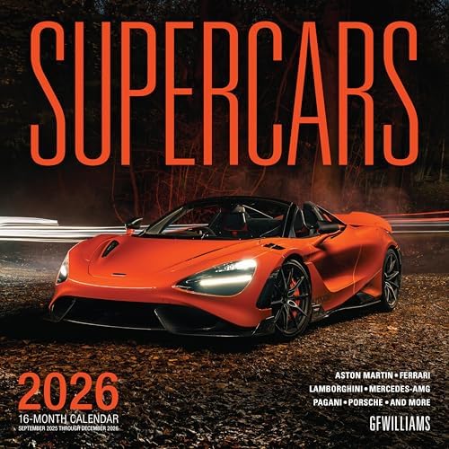 Supercars | 2025 12 x 24 Inch Monthly Square Wall Calendar