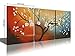 Cherish Art Hand Painted Oil Painting White Flowers 3 Panels Wood Inside Framed Hanging Wall Decoration