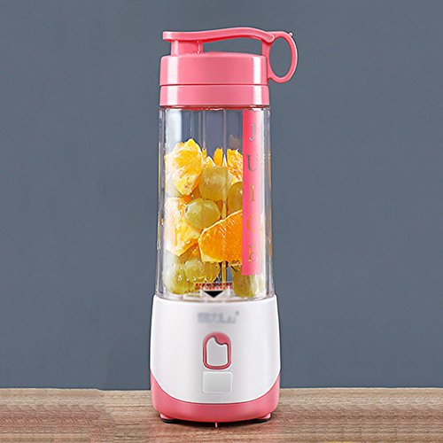 Click Here to See More Images ZHANGRONG- Personal Student Healthy Milkshakes USB Drink Sorbet Smoothie Blender, Rechargeable Juice Maker 20W with 400mL Portable Bottle for Home, Sport, Outdoor and Traveling ( Color : Pink )
