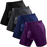 Ouruikia Men's Underwear Boxer Briefs Anti-Chafing Long Leg Modern Long Leg Boxers Tagless Boxer Briefs Separate Pouch