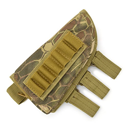 Rifle Stock Pack, Cheek Pad / Buttstock Ammo Holder Pouch, Tactical Buttstock Shotgun Rifle Shell Holder Cheek Rest Pouch (Mountain camouflage)