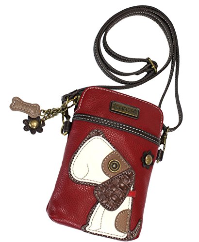 Chala Toffy Dog Cellphone Crossbody Handbag - Convertible Strap (Burgundy)