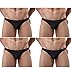 Mens Underwear Low Rise Briefs Solid Stretch Sexy Bikinis 4 Pack Black US L(Tag CN 3XL)