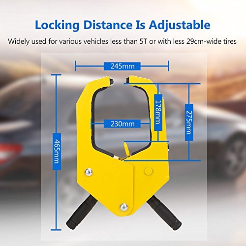 Car Wheel Lock Heavy-duty Anti Theft Tire Lock Clamp Boot Tire Claw Parking Car Truck RV Boat Trailer Motorcycle(4.5T) - Thumbnail 2
