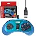 Retro-Bit Official Sega Genesis USB Controller 8-Button Arcade Pad for Sega Genesis Mini, Nintendo Switch, PC, Mac, Steam, RetroPie, Raspberry Pi - USB Port - Clear Blue primary