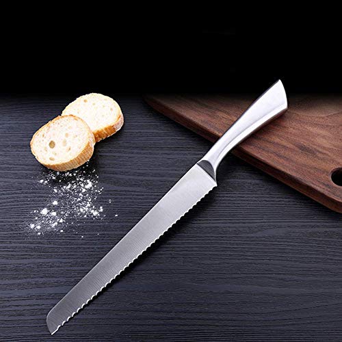 TOONEV 8 Inch Wavy Edge Wide Bread Knife Stainless Steel Kitchen Bread
