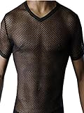 DDSOL Mens See Through Set Fishnet Mesh Clubwear Sleevless T-Shirt Undershirts