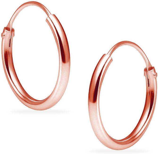 Sterling Silver Endless Hoops 1.2mm x 8mm Thin Round Unisex Earrings Set for Women & Girls Choose Your Color