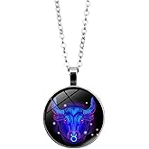 Spirit Necklace Zodiac, Serene Manifestation Necklace, Zodiac Pendant Necklace, 12 Constellation Luminous Stone Couple Necklace, Gift Ideal For Horoscope Lovers.