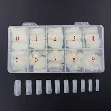DOXMAL 500 Stück Natürliche Französisch Acryl Künstliche Falsche Nägel Gefälschte Falsche Nägel Kunst Tipps mit Box für Damen