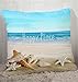Wonder4 Decorative Throw Pillow Covers Set of 4 Cotton Linen Cushion Covers 18 x 18 inch Throw Pillow Case Home Decor Patio Pillow Cover with Conches, Starfishes, Stones, Sunshine, Sea, Beach Pattern