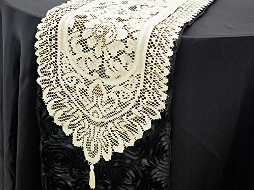 Balsacircle 14x108" lace table runner - ivory