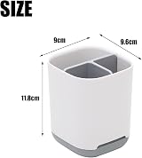 Toothbrush Holder, 3 Slots Organizer with Drainage Holes, Grey view 2