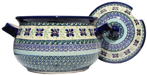 Polish Pottery Soup Tureen with Ladle Zaklady Ceramiczne Boleslawiec 1004/1367-du121 Unikat Pattern, 13.4 cups
