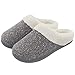 Women's Cozy Woolen Yarn Knitted Slippers Memory Foam Plush Lining Slip-On House Shoes w/Anti-Slip Sole, Indoor/Outdoor (Large/9-10 B(M) US, Gray)