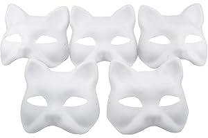 GUGELIVES Fox Mask DIY Paintable Cosplay Accessories Mask for Party Masquerade Costume Halloween, Pack of 5