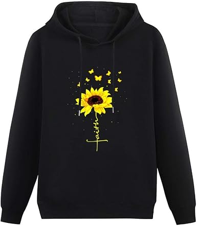 yellow hoodie with sunflowers on sleeves