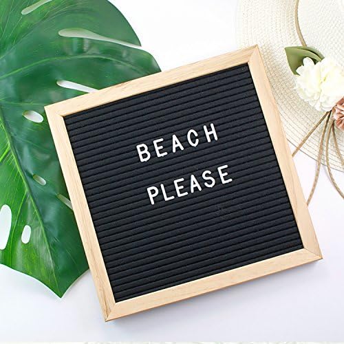 10X10 Felt Letter Board: Classic Black Sign Office or Family Message Boards With 360 Large Changeable Letters &amp; Emojis - Lightweight Vintage Wooden Oak Frame Word Board with Wall Mount &amp; Zipper Pouch