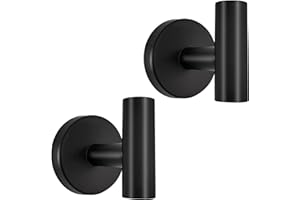 2-Pack Black Matte Towel Hooks, Heavy Duty Stainless Steel Wall Mounted Towel Holder for Bathroom, Kitchen & Bedroom - Rustpr