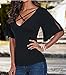 Relipop Women's Sexy Cross Front Tops Deep V Neck Casual Blouse Fashion T-Shirts (Small, Black)