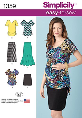 Simplicity Easy-to-Sew Pattern 1359 Misses Maternity Knit Skirts, Gaucho Pants and Tops Sizes 6-24 XS-XL