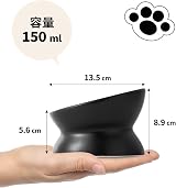 LoeJan Elevated Cat Food Bowl 5 Oz Ceramic Raised Tilted 2 Pack Black view 4