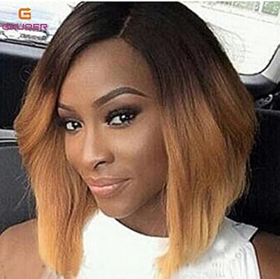Haned Short Bob Light Brown Synthetic Hair Wigs For Women Brown