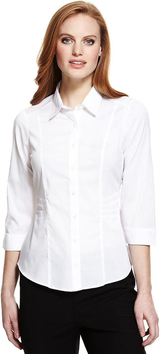 Marks and Spencer White classic collar No Peep Easy Iron Womens work