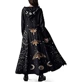 CORAMOON Women Long Fleece Trench Coat Gothic Winter Open Front Belted Overcoat Casual Peacoat Fall Jacket with Hood