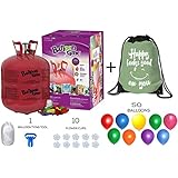Balloon Time Disposable Helium Tank 14.9 cu.ft - 50 Latex Balloons + Balloon Tying Tool + Curling Ribbon
