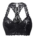 Camellias Plus Size Lace Racerback Bralette Unpadded Bustier Sweat Fiber Lining Cute Crop Top Bra For Women,SZ5509-Black-XL