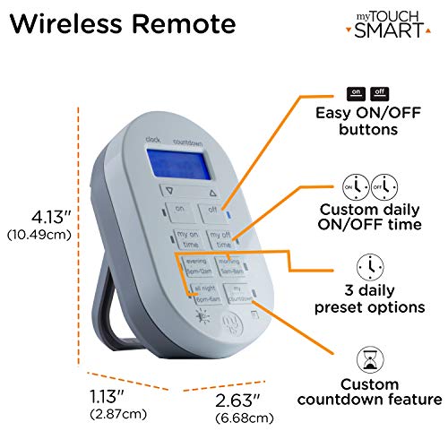 myTouchSmart Wireless Programmable Outdoor / Indoor Digital Timer with Remote, Plugin, 2