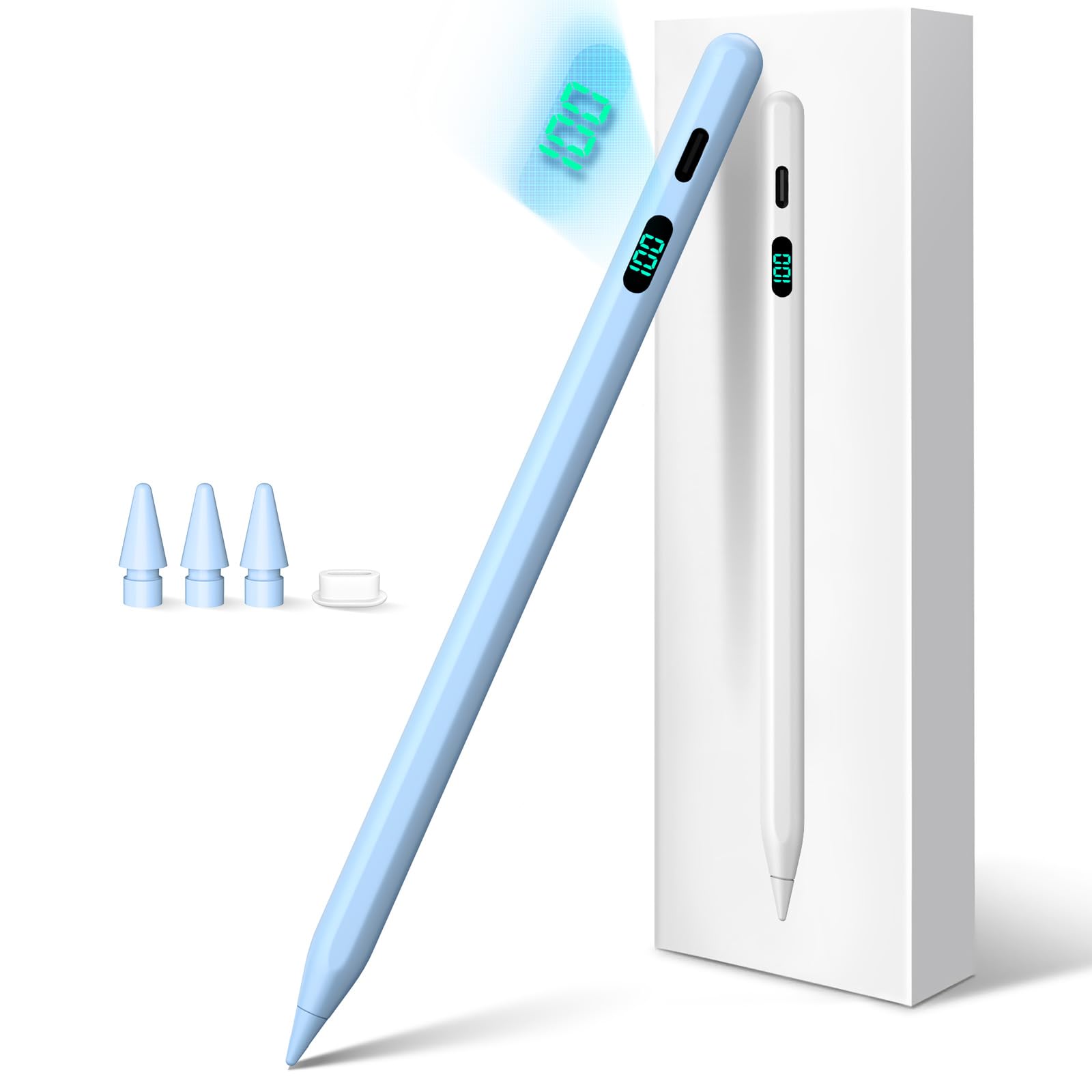 Stylus Pen for iPad 2025-2018 with LED Power Display Fast Charge,Palm Rejection Pencil for iPad 10/9/8/7/6th,11th A16,Air 11/13 M2/M3,Pro 11/13 M4/M5,Pro 12.9",Air 5/4/3,Mini 7/6/5