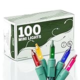 100 Multi Colored Miniature Christmas Lights Set - Mini Holiday String Lights