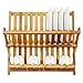 Bamboo Folding Dish Rack, Natural Bamboo [100% Organic] 2-Tier Collapsible Dish Drying Rack; Kitchen Utensil Holder; Wooden Dish Drainer for Dish/ Plate/ Bowl/ Cup/ Pot Lid