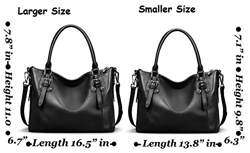 Heshe Womens Leather Vintage Handbags Top Handle Bags Totes Purse Satchels Shoulder Handbag Cross Body Bag for Ladies Large Capacity (LBlack)