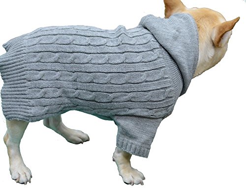 Lanyar Cable Pet Sweater Hoodie for Dogs, Small, Gray - Thumbnail 3