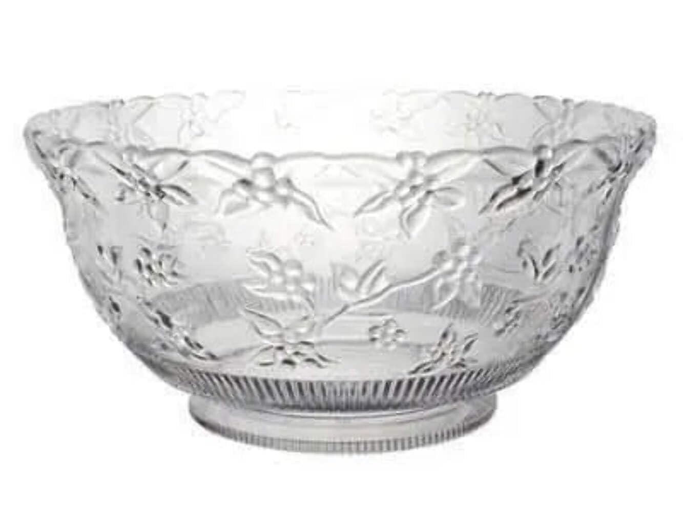 Photo 1 of 12 Quart Embossed Clear Plastic Punch Bowl
Crack on the side of the bowl.