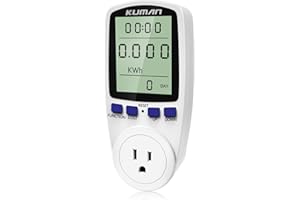 Kuman KW47-VC Plug Power Electricity Usage Monitor Watt Voltage Amps Meter with Digital LCD Overload