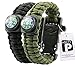 TECH-P Survival Gear Paracord Bracelet Compass Fire Starter Scraper Whistle Gear Kits- 2 Pack (10