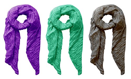 Peach Couture Solid Colorful Soft Crinkled Lightweight Versatile Cover Up Shawl Wrap Scarf 3 Pack Purple Aqua Grey Peach Couture Solid Colorful Soft Crinkled Lightweight Versatile Cover Up Shawl Wrap Scarf 3 Pack Purple Aqua Grey