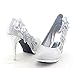 getmorebeauty Women's Silver Lace Flower Pearls Closed Toes Wedding Shoes 8 B(M) US