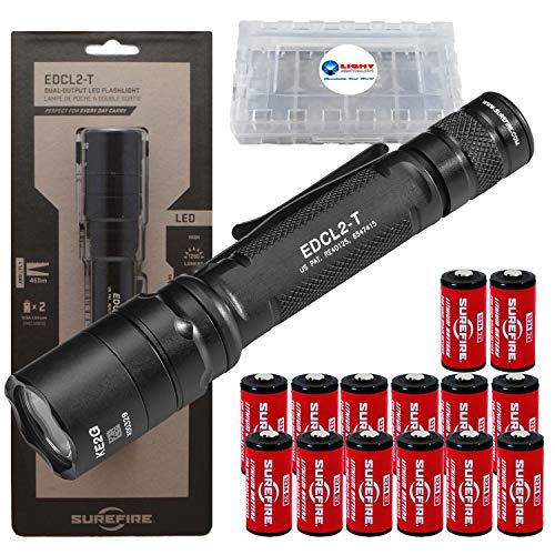 SureFire EDCL2-T 1200 Lumen Tactical EDC Flashlight Bundle with 12 Extra Surefire CR123 Batteries and 3 Lightjunction Battery Cases