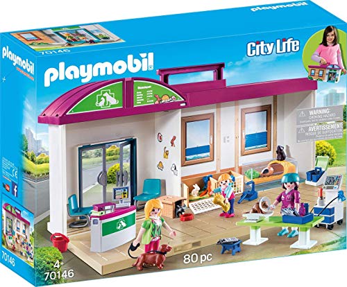 Playmobil City Life 70146 Take Along Vet Clinic with lots of equipment, Animals Figures, for Children 4+
