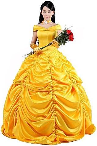 COSTYLE Adult Size Princess Belle Costume Beauty and The Beast Cosplay Show Dress (XL)