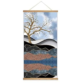 Wooden Framed Hanging Poster Nordic Style Nature Landscape Wall Picture Canvas Artwork for Home Decoration Ready to Hang - 18"x36"